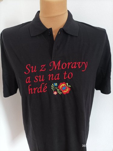 Tričko pánské  s límečkem černé - s nápisem