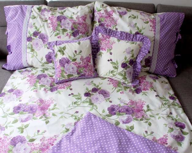 Ložní povlečení - Fialové růže a šeřík