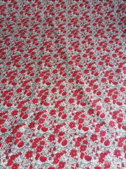 Bavlněné plátno - drobné květy červeno šedé