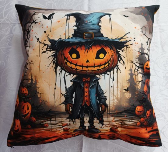 Povlak na polštář z panelu - halloween, strašák