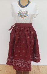 Zavinovací sukně řasená - bordo s bordurou