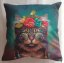 Povlak na polštář z panelu - kočka s květy