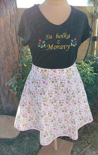 Sukně půlkolová fialová louka - velikost: 34