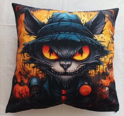 Povlak na polštář z panelu - halloween, kočka 2