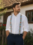Pánské šle s potiskem - folklor na světle modré