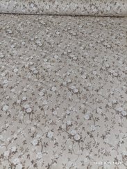 Režná (směsová bavlna) - drobné hnědo bílé květy