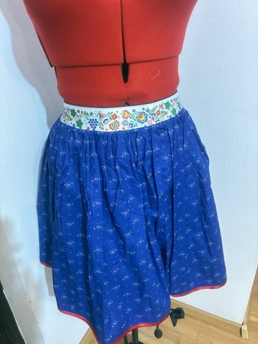 Sukně do folklorní gumy s jemným barevným vzorem - modrotisk 2