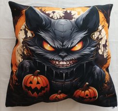 Povlak na polštář z panelu - halloween, kočka 1