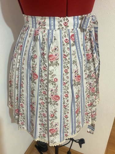 Zavinovací sukně skládaná - růžičky a modrý proužek