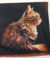 Povlak na polštář z panelu - kočka a peříčka